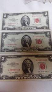 lot 7083 image: 3 - UNITED STATES NOTE $2 BILLS