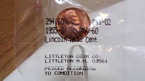 lot 7102 image: 1955-S LINCOLN CENT - UNC 60