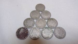 lot 7116 image: 10 LIBERTY HEAD (V) NICKELS - SEE LAST PIC FOR DATES