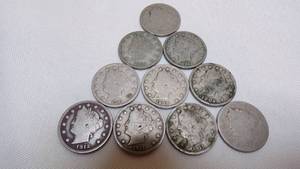 lot 7117 image: 10 LIBERTY HEAD (V) NICKELS - SEE LAST PIC FOR DATES