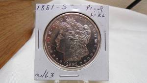 lot 7152 image: 1881-S  MORGAN SILVER DOLLAR - MS63 PROOF LIKE