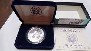 lot 7202 image: 1994 AMERICAN EAGLE SILVER DOLLAR IN CASE