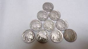 lot 7205 image: 10 BUFFALO NICKELS - SEE LAST PIC FOR DATES