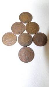 lot 7206 image: 7 INDIAN HEAD PENNIES - SEE LAST PIC FOR DATES