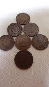 lot 7208 image: 7 INDIAN HEAD PENNIES - SEE LAST PIC FOR DATES