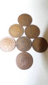 lot 7209 image: 7 INDIAN HEAD PENNIES - SEE LAST PIC FOR DATES