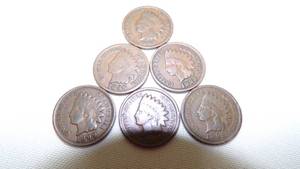 lot 7211 image: 6 INDIAN HEAD PENNIES - SEE LAST PIC FOR DATES