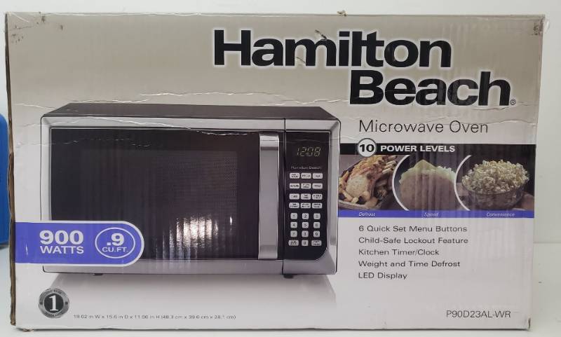 Hamilton Beach 0.9 Cu ft Countertop Microwave Oven, 900 Watts