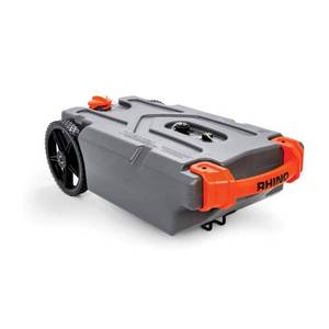 lot 76238 image: Camco Rhino Heavy Duty 21 Gallon Portable RV Waste Holding Tank with Hose and Accessories - Durable Leak Free and Odorless RV Tote Tank (39002)