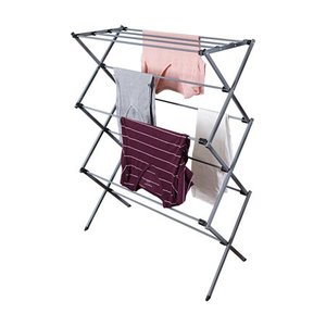 lot 76241 image: Mainstays Deluxe Folding Metal Accordion Drying Rack, Silver