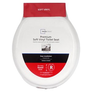 lot 76243 image: Mainstays Premium Round Soft Toilet Seat, Easy-off Hinge