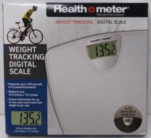 lot 76244 image: Health O Meter Weight Tracking Digital Scale with Plastic Platform (White)