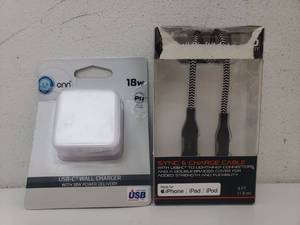 lot 76295 image: Onn Usb-c Wall Charger W Iphone Cord