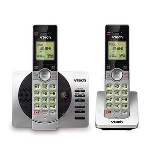 lot 76306 image: VTech CS6919-2 DECT 6.0 Expandable Cordless Phone with Caller ID and Handset Speakerphone, 2 Handsets, SilverBlack