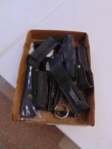 lot 1211 image: Service Duty Belt MaceFlashlight Holders and 2 Holsters