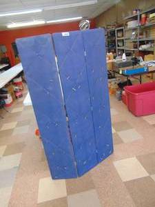 lot 1244 image: 3 panel Room Divider - Denim Covered
