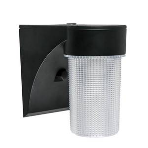 lot 100 image: Commercial Electric 17-Watt Black Outdoor Integrated LED Jelly Jar Wall Pack Light with Dusk to Dawn Control