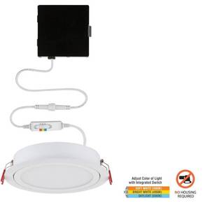 lot 133 image: Commercial Electric Slim Directional 6in. Selectable New Construction and Remodel Canless Recessed Integrated LED Kit for slope ceiling
