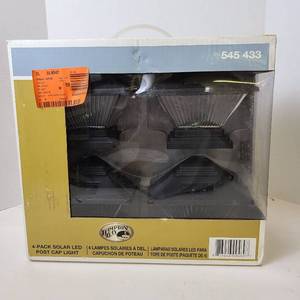 lot 169 image: Hampton Bay Posts Post-Cap Outdoor Black Solar LED Lights (4-Pack) QPP4-N3-BK-W4