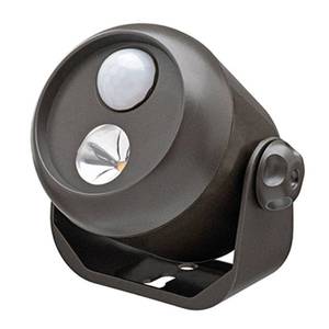 lot 230 image: Mr. Beams MB310 Wireless LED Mini Spotlight with Motion Sensor and Photocell, Small, 80-Lumens, Brown