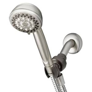 lot 240 image: Waterpik 6-Spray 3.5 in. Single Wall Mount Low Flow Handheld Adjustable Shower Head in Brushed Nickel