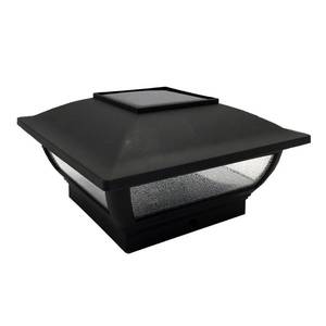 lot 248 image: Hampton Bay 3.5 in. x 3.5 in. Outdoor Black Solar Integrated LED Plastic Post Cap Light with a 5.5 in. x 5.5 in. Adaptor (2-Pack)