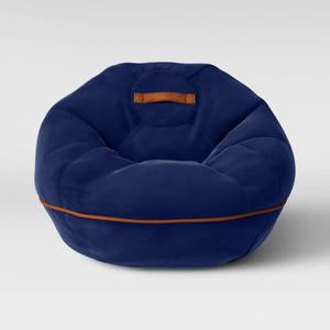 lot 14 image: Bean Bag Chair with Suede Piping Navy - Pillowfort , Brown Blue