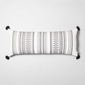 lot 15 image: Lumbar Throw Pillow - Railroad Gray  Sour Cream - Hearth & Hand with Magnolia