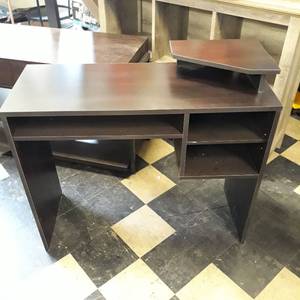 lot 46 image: student computer desk dark brown wood