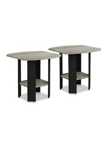lot 48 image: FURINNO Simple Design End Table, 2-Pack, French Oak GreyBlack