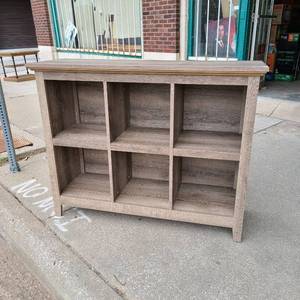 lot 50 image: natural distressed 2 tier 6 Cube Storage Shelf