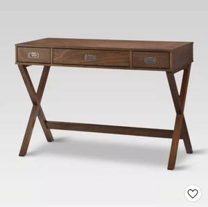 lot 55 image: Campaign Wood Writing Desk with Drawers