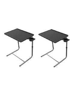 lot 61 image: Adjustable TV Tray Table - TV Dinner Tray on Bed & Sofa, Comfortable Folding Table with 6 Height & 3 Tilt Angle Adjustments by HUANUO (2 pack