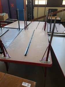 lot 3017 image: Pair of Red and Grey Tables