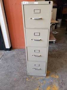 lot 3021 image: 4 Drawer Grey Filing Cabinet