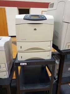 lot 3150 image: HP Laserjet 4250tn on Black Rolling Cart