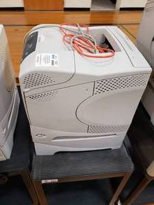 lot 3153 image: HP Laserjet 4200dtn on Black Rolling Cart