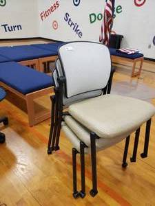 lot 3176 image: Lot of 3 Light Grey Chairs