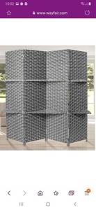 lot 1787 image: Sorbus brick weave room divider 4 panels, 2 shelves