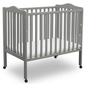 lot 1802 image: Delta Children Folding Portable Mini Crib with Mattress Gray