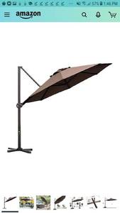 lot 1811 image: Abba Patio 9ft Patio Offset Hanging Umbrella Outdoor Cantilever Sturdy Umbrella with Crank & Cross Base & Easy Tilt, for Garden, Backyard, Pool and Deck,