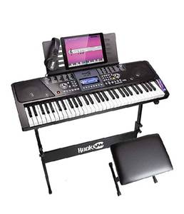 lot 1827 image: Rockjam 561 Electronic 61 Key Digital Piano Keyboard Superkit With Stand
