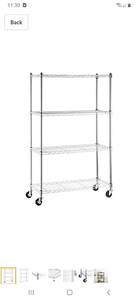 lot 1838 image: Amazonbasics 4-shelf Shelving Unit On 3 Casters, Chrome .