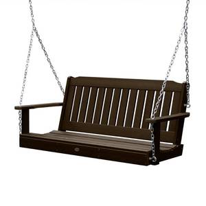 lot 1843 image: 5 Lehigh Porch Swing Weathered Acorn - highwood