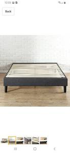 lot 1849 image: Zinus Curtis Upholstered Platform Bed Frame  Mattress Foundation  Wood Slat Support  No Box Spring Needed  Easy Assembly, King