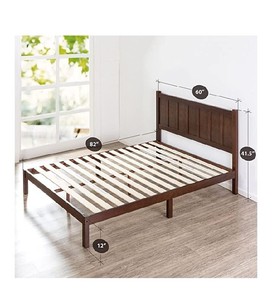 lot 1872 image: Zinus Adrian Wood Rustic Style Platform Bed With Headboard  Queen, Brown