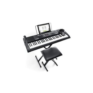 lot 1883 image: 61-key Portable Keyboard With Builtin Speakers Headphones Microphone Piano Stand