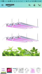 lot 1919 image: Barrina LED Grow Light, 252W(6 x 42W, 1400W Equivalent) 4ft T8, Full Spectrum, V-Shape with Reflector Combo, Linkable Design, Plant Lights for Indoor Plants, 6-Pack