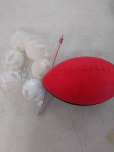 lot 8051 image: Balls 7 (pkg 6 Wiffle balls) 1 Nerf ball