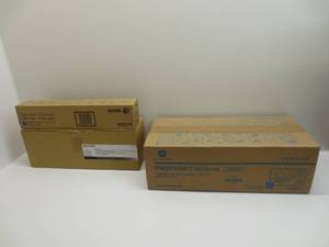 lot 1164 image: Lot of Toner and Waste Box, Konica Minolta Magicolor TNP20C, Xerox Cyan Toner 006R01456, and Waste Box
